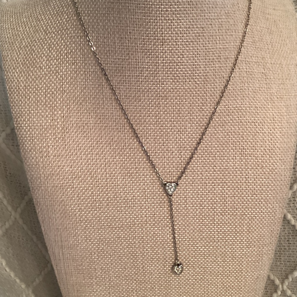 Brighton Starry Night Crystal Silver Lariet Heart Pendant Necklace